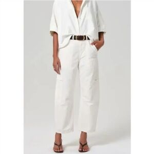 Citizens of Humanity Marcelle Low Slung Easy Cargo in Ivory/Cream 29
